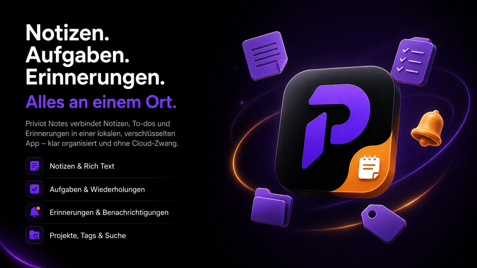Priviot Notes verbindet Notizen, To-dos und Erinnerungen an einem Ort