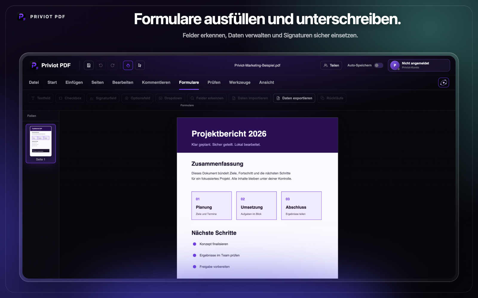 PDF-Bearbeitung in Priviot PDF